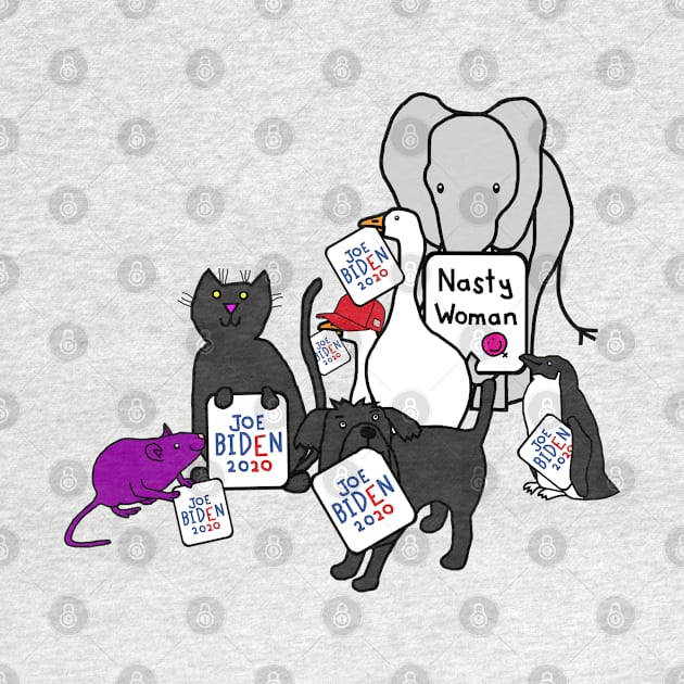 Animals with Biden Harris Campaign Signs by ellenhenryart